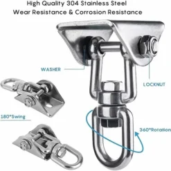 Innovant Crochet De Plafond Avec 304 Acier Inoxydable 500KG Capacité 360° Rotation, Suspension Pour Béton Bois Ensembles, Chaise Accrochante, Lampe Accrochante, Hamac, Yoga, Avec 4 Vis De Fixation -Promos Jardin Lumi Magasin 41474945 3