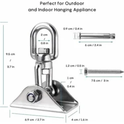 Innovant Crochet De Plafond Avec 304 Acier Inoxydable 500KG Capacité 360° Rotation, Suspension Pour Béton Bois Ensembles, Chaise Accrochante, Lampe Accrochante, Hamac, Yoga, Avec 4 Vis De Fixation -Promos Jardin Lumi Magasin 41474945 4