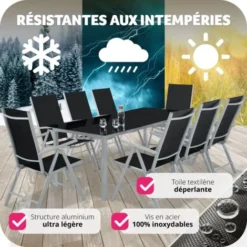 Lot De 8 Chaises De Jardin Pliantes En Aluminium - Lot De 8 Fauteuils De Jardin, Fauteuils Exterieur, Chaises Exterieur -Promos Jardin Lumi Magasin 41613769 5