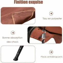 GOPLUS Balancelle De Jardin 3 Places 170x110x153CM-avec Auvent Réglable-Swing De Jardin Tissu En Polyester-Cadre En Acier-Brun -Promos Jardin Lumi Magasin 42541966 3