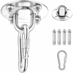 Crochet De Fixation Murale Pour Hamac Suspendu,Yoga,Chaise Accrochante Et Sac De Boxe, Acier Inoxydable Kit De Suspension Trainer Avec Mousqueton Et Vis De Fixation Fontainebleau Argent