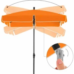 Songmics 200 X125 Cm Parasol Rectangulaire, UV 50+, Protection Solaire, Inclinable, Toile Polyester, Sac De Transport Offert - Orange GPU25OG 7 Songmics 200 X125 Cm Parasol Rectangulaire, UV 50+, Protection Solaire, Inclinable, Toile Polyester, Sac De Transport Offert - Orange GPU25OG -Promos Jardin Lumi Magasin 45295435 3
