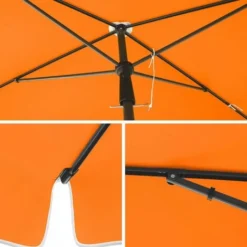 Songmics 200 X125 Cm Parasol Rectangulaire, UV 50+, Protection Solaire, Inclinable, Toile Polyester, Sac De Transport Offert - Orange GPU25OG 8 Songmics 200 X125 Cm Parasol Rectangulaire, UV 50+, Protection Solaire, Inclinable, Toile Polyester, Sac De Transport Offert - Orange GPU25OG -Promos Jardin Lumi Magasin 45295435 4
