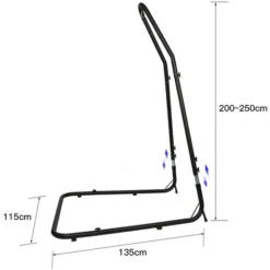 Aqrau Support De Hamac Ou Pour Fauteuil Suspendu Charge Max. 150 KG Hauteur Réglable 200 - 250 CM En Acier Coloris Noir -Promos Jardin Lumi Magasin 45329998 5