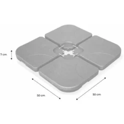 Dalle Pour Parasol à Lester - 50x50cm - 16 Kgs Une Fois Remplie - Pieds. Socle Poids Pour Fixer Votre Parasol -Promos Jardin Lumi Magasin 459288 5