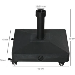 OUTSUNNY Pied De Parasol Base De Lestage Parasol Carré HDPE Surface Granuleuse Noir -Promos Jardin Lumi Magasin 48869824 3