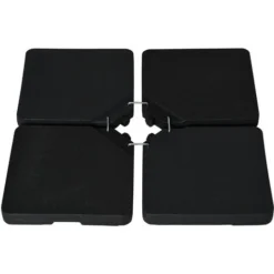 OUTSUNNY Pied De Parasol Lot De 4 Dalles Pour Parasol à Lester Dim. Tot. 100L X 100l X 6,8H Cm HDPE Surface Granuleuse Noir