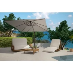Parasol Déporté Rectangulaire 3x4m Gris CESARE -Promos Jardin Lumi Magasin 498016 3