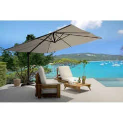 Parasol Déporté Rectangulaire 3x4m Gris CESARE -Promos Jardin Lumi Magasin 498016 4