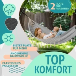 KESSER® Hamac D’une Charge Maximale De 300 kg, 320 x 150 cm. Capacité De Charge De 300 kg , 1 à 2 personnes, Respirant, Avec Franges, Résistant Aux Intempéries, Idéal Pour Camping Ou Jardin, Hamac En -Promos Jardin Lumi Magasin 50753183 3