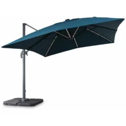 Parasol Déporté Solaire LED Rectangulaire 3x4m Haut De Gamme - Luce Bleu Canard - Parasol Excentré Inclinable. Rabattable Et Rotatif à 360°. Chargeur Solaire -Promos Jardin Lumi Magasin 50944899 3