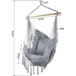 Rebecca Mobili Fauteuil Suspendu Hamac Fauteuil à Bascule Gris Pour Jardin Avec Coussins Suspendus -Promos Jardin Lumi Magasin 51324157 3