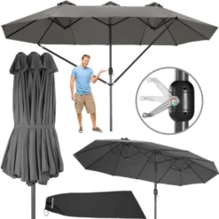 Parasol SILIA En Aluminium 460 X 270 Cm - Parasol Double, Parasol De Marché, Parasol De Jardin