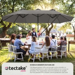 Parasol SILIA En Aluminium 460 X 270 Cm - Parasol Double, Parasol De Marché, Parasol De Jardin -Promos Jardin Lumi Magasin 51920791 3