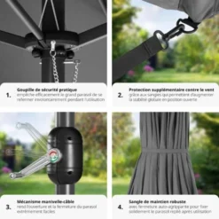 Parasol SILIA En Aluminium 460 X 270 Cm - Parasol Double, Parasol De Marché, Parasol De Jardin -Promos Jardin Lumi Magasin 51920791 4