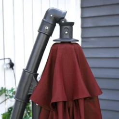 OUTSUNNY Parasol Déporté Octogonal Inclinable Manivelle Pied Acier Ø 3 X 2,5H M Bordeaux -Promos Jardin Lumi Magasin 52476677 4