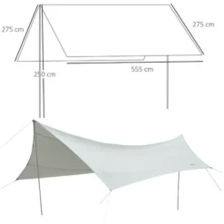 OUTSUNNY Bâche Anti-pluie Voile D'ombrage Toile De Camping 5,6L X 5,5l M Polyester Haute Densité 190T Imperméable Gris -Promos Jardin Lumi Magasin 53569950 3