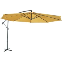 Parasol Déporté Ø350cm - Hardelot - Coloris Moutarde. Structure Anthracite. Manivelle Anti-retour.