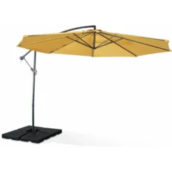 Parasol Déporté Ø350cm - Hardelot - Coloris Moutarde. Structure Anthracite. Manivelle Anti-retour. -Promos Jardin Lumi Magasin 53578569 3
