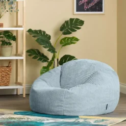 Icon Pouf Classique En Velours Côtelé Kingston, Fauteuil Pouf Pour Adultes, 85cm X 50cm, Bleu Glacé -Promos Jardin Lumi Magasin 53589802 3