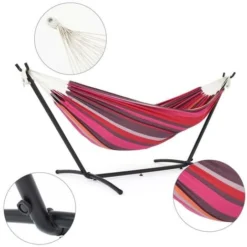 Hamac Sur Pied,avec Support,double Extérieur, Avec Sac De Transport Portable, Pour Balcons, Terrasses ,Rouge - Mondeer -Promos Jardin Lumi Magasin 53625826 3