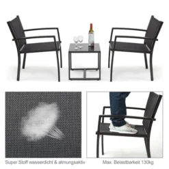 Salon De Jardin 2 Places 3 Pièces - 2 Chaises Et 1 Table Basse Plateau Verre Trempé Pour Jardin, Terrasse, Noir - IntimaTe WM Heart -Promos Jardin Lumi Magasin 53940420 3
