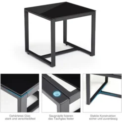 Salon De Jardin 2 Places 3 Pièces - 2 Chaises Et 1 Table Basse Plateau Verre Trempé Pour Jardin, Terrasse, Noir - IntimaTe WM Heart -Promos Jardin Lumi Magasin 53940420 4