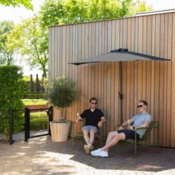 Parasol De Balcon 270x135cm – Semi-circulaire – Voile Protection UV Indice 50+ - Housse De Protection – Gris -Promos Jardin Lumi Magasin 54135202 2