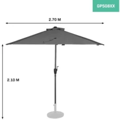 Parasol De Balcon 270x135cm – Semi-circulaire – Voile Protection UV Indice 50+ - Housse De Protection – Gris -Promos Jardin Lumi Magasin 54135202 4