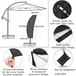 Housse De Protection Pour Parasol Déporté Grande 3 X 4m Avec Tige Télescopique Couverture Pour Parasol De Jardin Imperméable Anti-UV -Promos Jardin Lumi Magasin 54404303 3