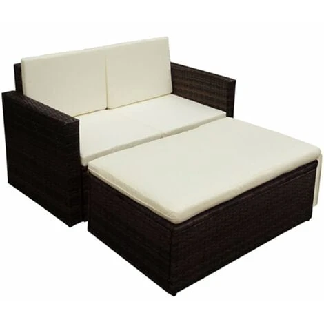 Salon De Jardin 2 Pcs Avec Coussins Résine Tressée Marron VidaXL 1 Salon De Jardin 2 Pcs Avec Coussins Résine Tressée Marron VidaXL