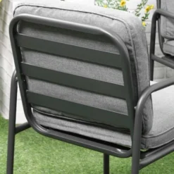 OUTSUNNY Ensemble Salon De Jardin 4 Places 4 Pièces - 8 Coussins Déhoussables Inclus - Métal époxy Polyester Gris -Promos Jardin Lumi Magasin 54809827 4