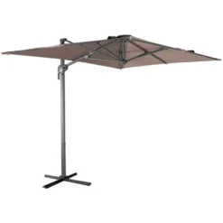 Parasol Déporté Rectangulaire 2x3m - Antibes - Taupe - Parasol Excentré Inclinable. Rabattable Et Rotatif à 360°.