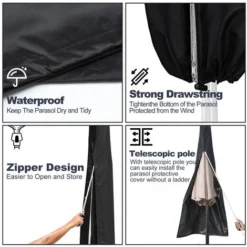 Hengda Housse De Parasol Coloris Au Choix Housse De Protection Parasol Protection UV Salon De Jardin Balcon,noir -Promos Jardin Lumi Magasin 54890209 4