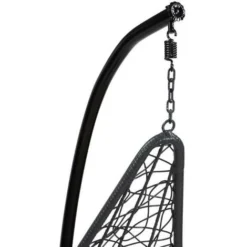 Fauteuil Suspendu En Résine Tressée Noire Et Coussins Blancs - OROSI -Promos Jardin Lumi Magasin 55882841 5