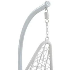 Fauteuil Suspendu En Résine Tressée Blanche Et Coussins Gris - OROSI -Promos Jardin Lumi Magasin 55884984 5