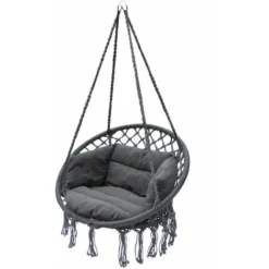 Balançoire Fauteuil Suspendu Ø 80 Cm Incl. Coussin - Couleur : Gris Foncé