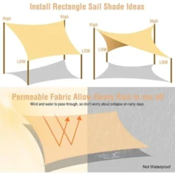 Duerer Voile D'ombrage Rectangulaire, 300396 CM， 95 % Bloquant Les UV 185 G/m² Pour Garder Au Frais Pour Terrasse, Jardin, Pergola, Arrière-cour, Installations Et Activités Extérieures. -Promos Jardin Lumi Magasin 56320477 4