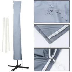 Randaco Housse De Parasol Coloris Au Choix Housse De Protection Parasol Protection UV Salon De Jardin Balcon,gris -Promos Jardin Lumi Magasin 56396147 3