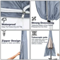 Randaco Housse De Parasol Coloris Au Choix Housse De Protection Parasol Protection UV Salon De Jardin Balcon,gris -Promos Jardin Lumi Magasin 56396147 4