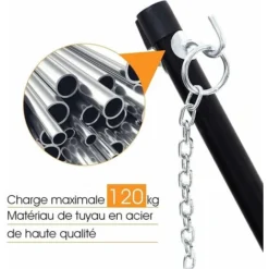 DREAMADE Support De Hamac En Fer Robuste Avec 2 Chaînes De Suspension, Pour Jardin, Balcon, Patio, Camping, 325X100X106CM, Charge Maximale 150KG, Noir -Promos Jardin Lumi Magasin 56476590 3