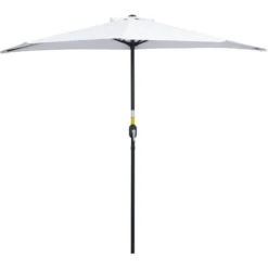 OUTSUNNY Demi Parasol - Parasol De Balcon - Ouverture Fermeture Manivelle - Acier Polyester Haute Densité Blanc