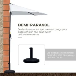 OUTSUNNY Demi Parasol - Parasol De Balcon - Ouverture Fermeture Manivelle - Acier Polyester Haute Densité Blanc -Promos Jardin Lumi Magasin 57600906 4