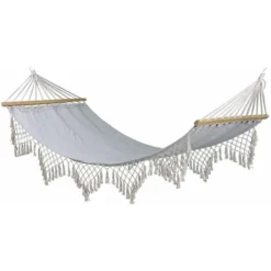 Hamac à Franges Style Bohème FRIOUL 100x200cm Gris Perle