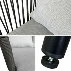 Salon De Jardin En Corde OUVÉA Gris Clair - 5 Places -Promos Jardin Lumi Magasin 57772785 4