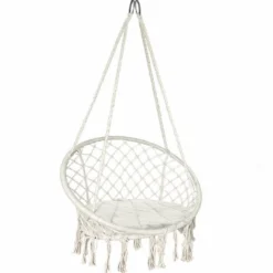 Fauteuil Suspendu Avec Coussin Rond Beige