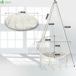 Fauteuil Suspendu Avec Coussin Rond Beige -Promos Jardin Lumi Magasin 59006626 4