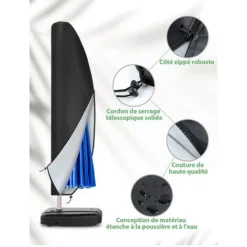 Housse De Protection Pour Parasol Déporté, Pour Parasol De Jardin à Mât Excentré En 210D 265 X 40 / 70 / 50cm Noir FUIENKO -Promos Jardin Lumi Magasin 59801421 4