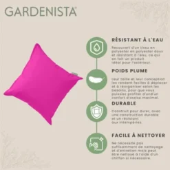 Gardenista Extérieur Résistant à L'eau Coussin Coloré Pour Chaises En Rotin,Farci Décor Oreillers Pour Chaise De Jardin Avec Remplissage En Fibres Creuses45x45cm, Rose -Promos Jardin Lumi Magasin 60309341 3