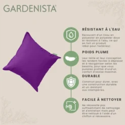 Gardenista Extérieur Rembourré Coussin Décoratif Pour Meubles De Jardin Et De Patio Coussins Doux,Oreillers Pour Chaise En Rotin,Fibres Creuses60x60, Violet -Promos Jardin Lumi Magasin 60309407 3